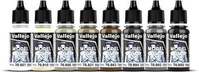 Zestaw farb akrylowych Vallejo Model Color Figure 70.151 Black & White 8 szt x 18 ml (8429551701518)