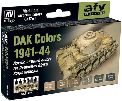 Набір акрилових фарб Vallejo Afv 71.207 DAK Colors 1941-1944 6 шт x 17 мл (8429551712071)