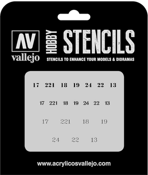 Трафарет Vallejo ST-AFV003 Stencils Soviet Numbers WWII 1:35 (8429551986397)