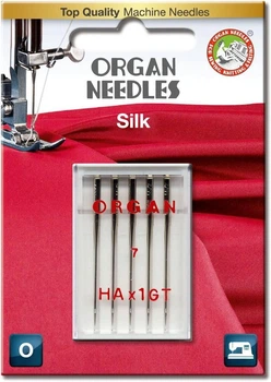 Иглы швейные для шелка ORGAN SILK №55 для бытовых швейных машин блистерная упаковка 5 штук (7031)
