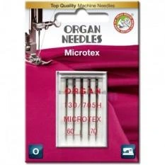 Иглы швейные для микротекстиля ORGAN MICROTEX №60/70 для бытовых швейных машин блистерная упаковка 5 штук (7028)