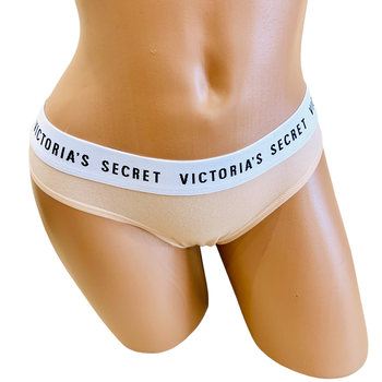 Трусики Victoria’s Secret Thong Beige Logo L Бежевые