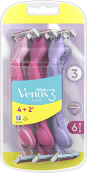 Одноразові станки для гоління (Бритви) жіночі Venus 3 Colors 6 шт (7702018426201)