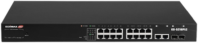 Комутатор Edimax Gigabit Ethernet 18 Ports Long Range Web Smart Switch with 2 SFP slots Black (GS-5216PLC)