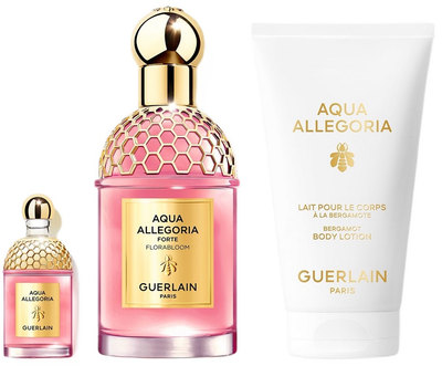 Набір для жінок Guerlain Aqua Allegoria Forte Florabloom Парфумована вода 75 мл + Мініатюра Парфумована вода 7.5 мл + Лосьйон для тіла 75 мл (3346470148888)