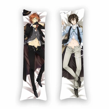 Подушка дакимакура Великий из бродячих псов Осаму Дазай и Чуя Накахара Bundo Stray Dogs 150х50 см (D1005)