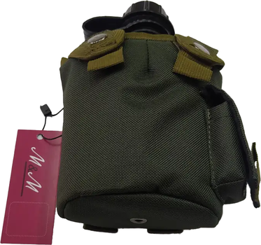 Фляга пластикова 870 мл чорна в чохлі М&М 2 Olive green Хакі (213376)