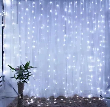 Светодиодная гирлянда-штора 3х3 м, 300 LED-диодов, цвет: холодный (00302)