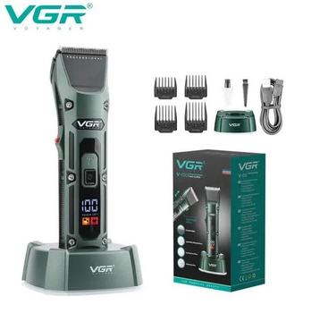 Профессиональная машинка для стрижки волос на аккумуляторе VGR V-696 с подставкой и керамическими ножами