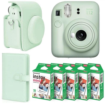 Подарочный набор Fujifilm Instax Mini 12 Mint Green: Камера + Чехол + Фотоальбом на 108 фото + Фотопленка 50 шт + Подарочная упаковка