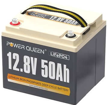 Аккумуляторная батарея LiFePO4 Power Queen 12В 50Ач H190, 640Вт·ч, BMS 50А, 385х177х188 мм (YT38921)