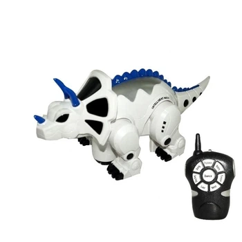 Интерактивная игрушка робот динозавр RIAS Intelligent Triceratops 2629-Т18-В с Пультом ДУ White