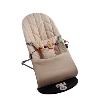 Детский шезлонг-качалка SBT group BABY Balance Soft A1 с дугой с игрушками бежевый колосок/хлопок (BBT-16-00)