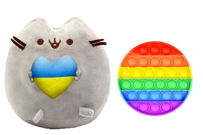 Мягкая игрушка кот c Сердцем Пушин кэт 23х25см и игрушка антистресс Pop it (n-10391)