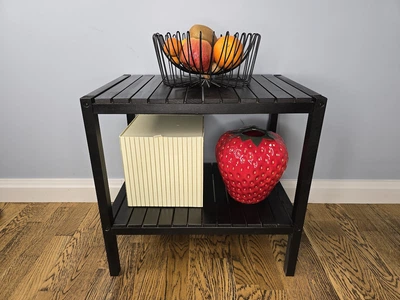 Стелаж (этажерка) 500х5200х360 мм WoodDecor из натурального дерева 2 полочки Черный