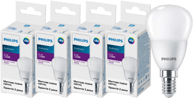 Світлодіодна лампа Philips Ecohome LED Lustre 5W E14 4000К (929002970037H) 4шт