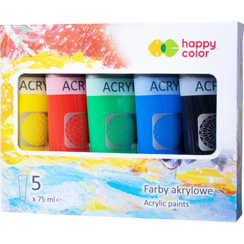 Zestaw farb akrylowych Happy Color Mix A 5 kolorów x 75 ml (5902979014178)