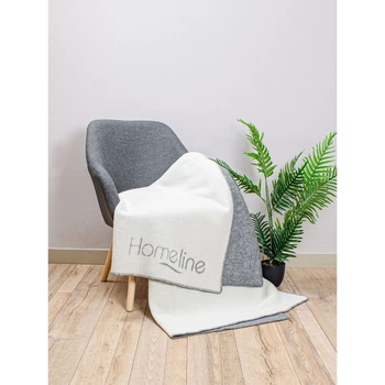 Одеяло шерстяное тканое Home Line. Бежевое-серое-140х205