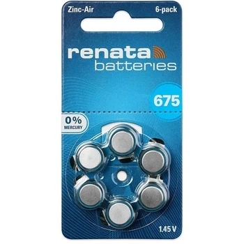 Батарейка Renata ZA675 (PR44) 6 штук, для слуховых аппаратов