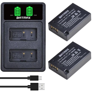 Комплект зарядное и 2 батареи Batmax LPE17 LP-E17 для камер Canon