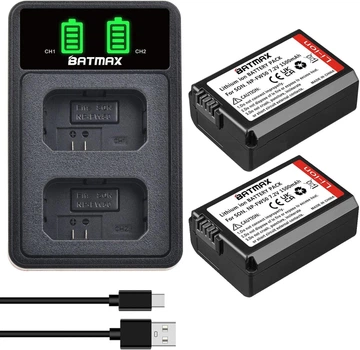Комплект зарядное и 2 батареи аккумулятора Batmax NP-FW50 для камер Sony A6300 A6400 A6500 ZV-E10