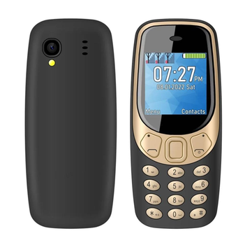 Міні мобільний телефон SERVO Q3308 3SIM кнопковий чорний золотисті кнопки
