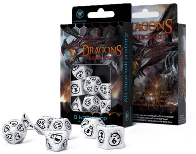 Zestaw kości Q-Workshop Dragons RPG Dice Kit Smoki 7 elementów Biało-czarne (5907814951618)