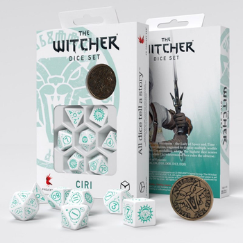 Zestaw kości Q-Workshop The Witcher Dice Kit Ciri Prawo Niespodzianki 7 elementów Białe (5907699496372)