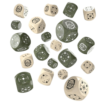 Zestaw kości Q-Workshop Crosshairs Compact D6 RPG Dice Kit Celownik 20 elementów Beżowo-oliwkowy (5907699497348)