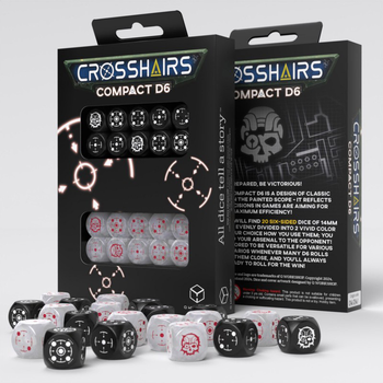 Zestaw kości Q-Workshop Crosshairs Compact D6 RPG Dice Kit 20 elementów Czarne i Perłowe (5907699497362)