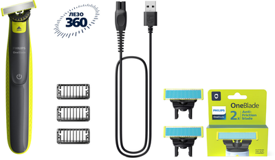 Набор Philips OneBlade Электростанок 360 QP2724/23 + Сменные лезвия QP225/50 для сверхчувствительной кожи 2 шт (8720689029094/884722550870)