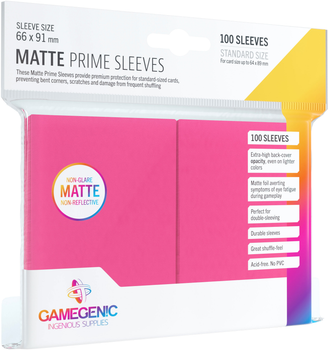 Zestaw koszulek do kart Gamegenic Matte Prime CCG Sleeves 6.6 x 9.1 cm 100 szt Różowe (4251715402559)