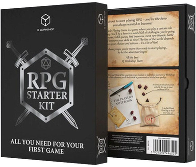 Набір Q-Workshop RPG Starter Kit Кубики 7 шт + Мішечок 11 x 12 см + Блокнот гравця + Олівець + Лічильник рівнів (5907699496525)