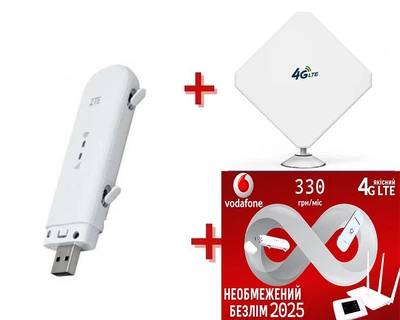 Мобильный 4G модем/роутер USB WI-FI 3G/4G LTE ZTE MF79U + Наружная уличная всенаправленная 3G/4G LTE антенна 2х9 dBi 700-2700 MHz MIMO + Подарок - симкарта для интернета Vodafone