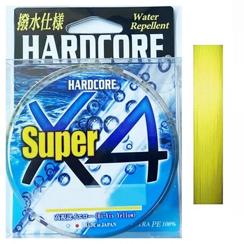 Шнур Duel Hardcore Super X4 150m Hi-Vis Yellow #1.0/0.17mm 8.0kg