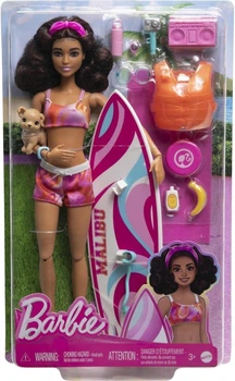 Лялька Barbie Барбі з дошкою для серфінгу та домашнім цуценям HPL69 Mattel