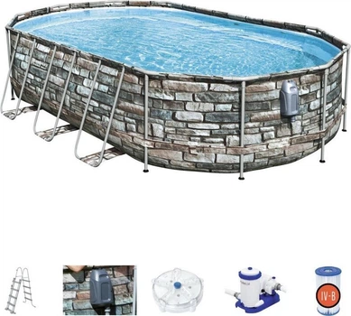 Басейн каркасний овальний Bestway Power Steel Swim, 610 x 366 x 122 см