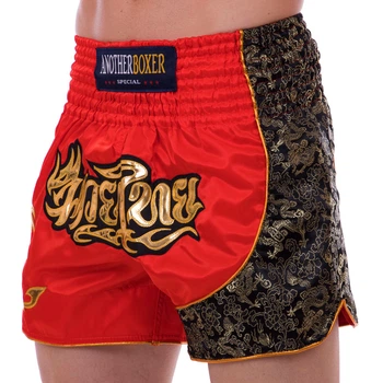 Шорты для тайского бокса и кикбоксинга Another Boxing 2347 размер XL (50-52) Red-Black-Gold