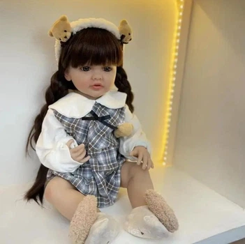 Велика вінілова лялька-ПУПС ручної роботи з кісками Reborn 33 Baby Doll зі справжнім волоссям та живими очима
