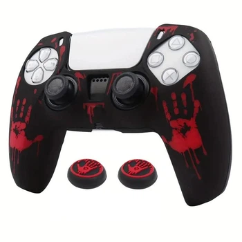 Качественный защитный силиконовый чехол Death Stranding (Black/Red) для геймпада Sony DualSense PS5 + накладки на стики [466129309]