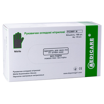 Рукавички нітрилові MEDICARE чорні, розмір M (2000001851937)