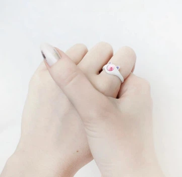 Кольцо с милым котиком в мультяшном азиатском стиле с ушками с kawaii глазом S-L Белое Розовое