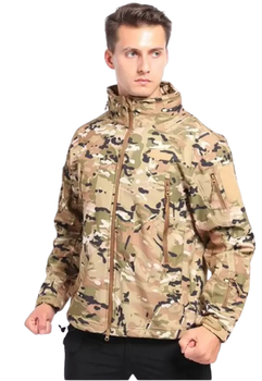 Водонепроницаемая тактическая куртка SOFTSHELL с флисом Solve Multicam KT6000806 размер M