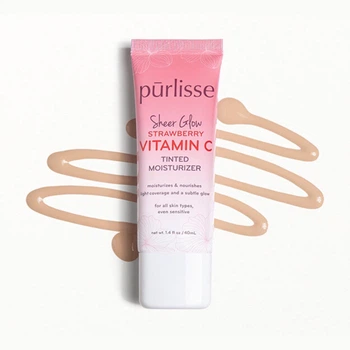 Увлажняющий крем с тонирующим эффектом Purlisse Sheer Glow Strawberry Vitamin C Tinted (Light) 40 ml