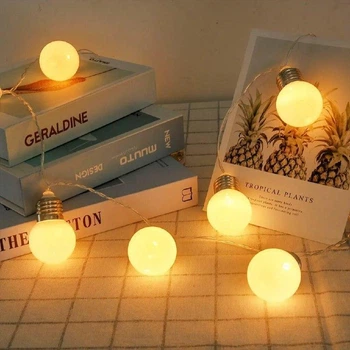 Светодиодная гирлянда "Лампочки матовые" 5см, 20 LED, 7м, прозрачный провод, Теплый белый