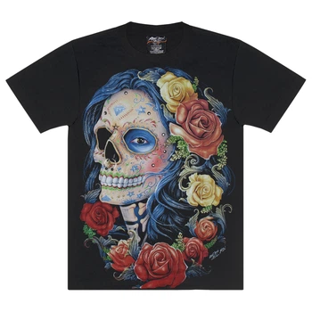 Футболка Muerte and Roses (blue hair) (3D, світиться в темряві) (Rock Chang, 3D-Special Effects-The Absolute collections-glow in the dark), Розмір L