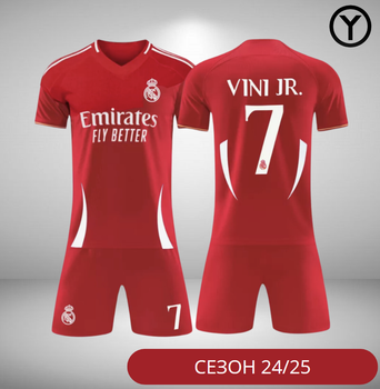Форма футбольна дитяча Vini jr. №7 Реал Мадрид (Real Madrid) 2025, р.26 ріст-145-150 (червона)
