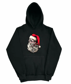 Худі з новорічним принтом Санта Клаус L Чорна (newyearhoodie-00-007-L)