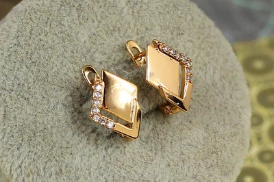 Сережки Xuping Jewelry Подвійний ромб 1,5 см золотисті