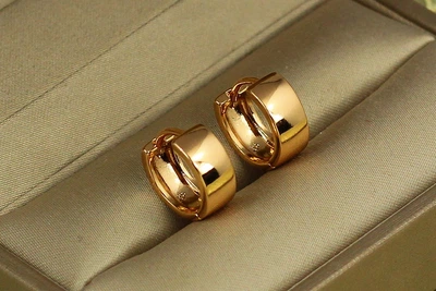 Сережки Xuping Jewelry широкі гладенькі колечки 1,3 см золотисті